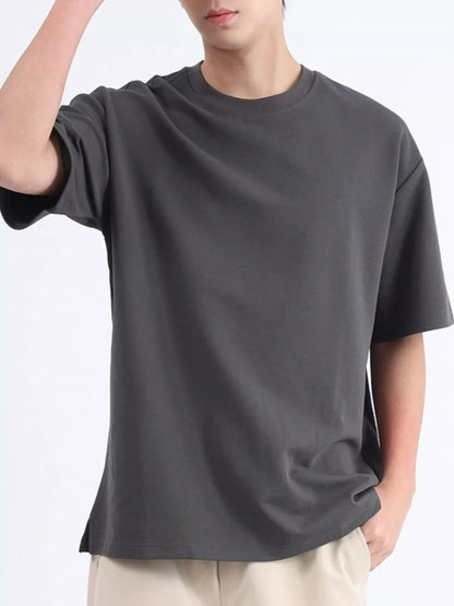 Men's Plus Size Solid Color Round Neck T-Shirt