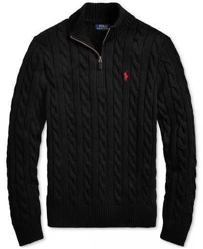 Ralph Ⅼauren | Half-Zip Cable-Knit Cotton Sweaters