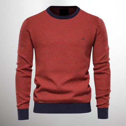 Men's Sweater – Round Neck – Textured Pattern – Long Sleeves – Comfortable Fit