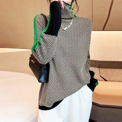 Sophia - Herringbone Luxe Turtleneck