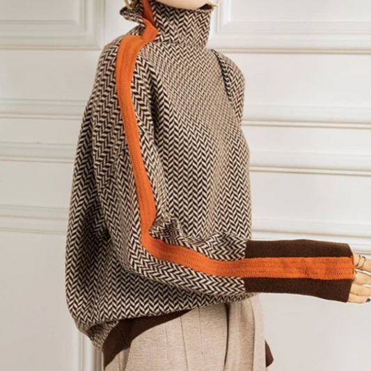 Sophia - Herringbone Luxe Turtleneck