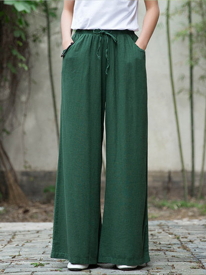 Women's Vintage Linen Wide Leg Pants