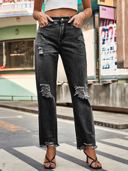 Women's Ripped Fitted Jeans